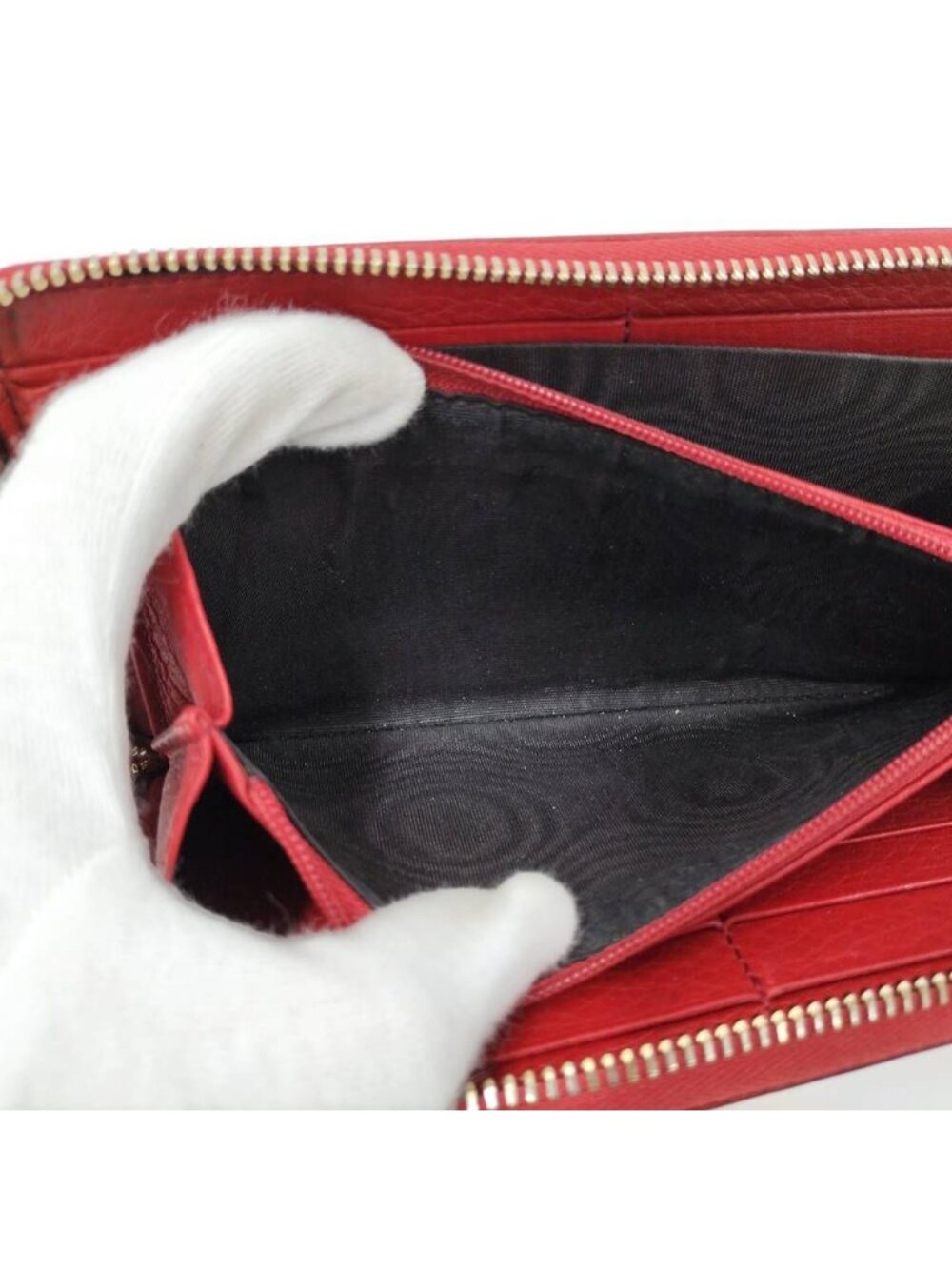 Gucci Zip Around Wallet Interlocking Soho Leather Red - Picture 8 of 10